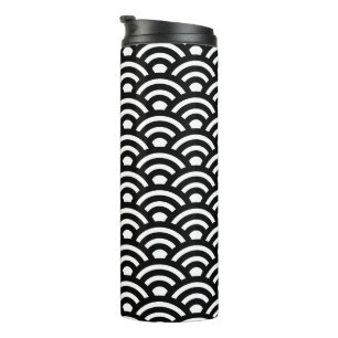 Bouteilles Isothermes Seigaiha, Vagues, Japonais, Noir et Blanc
