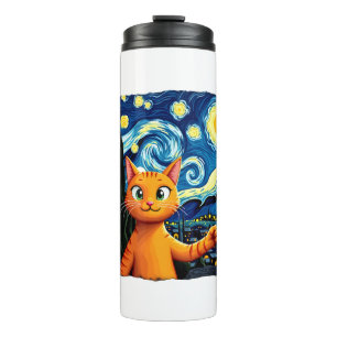 Bouteilles Isothermes Selfie de chat orange La nuit étoilée Maman chat A