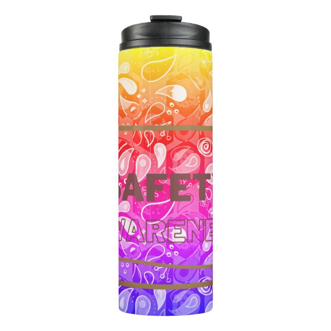 Bouteilles Isothermes Sensibilisation à la sécurité Texte rouge Jaune Sé (Devant)