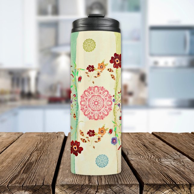Bouteilles Isothermes Sérénité Blooms Watercolor Bliss (Stay cool and chic with our Serenity Boho Thermal Tumbler!)