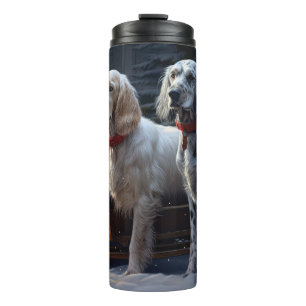 Bouteilles Isothermes Setter Anglais Décor de Noël Traîneau enneigé