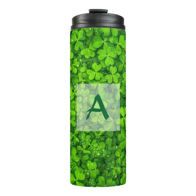 Bouteilles Isothermes Shamrock Clover Feuilles St. Patrick's Day Monogra (Devant)