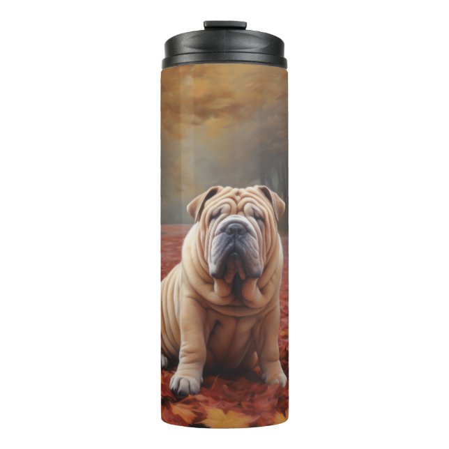 Bouteilles Isothermes Shar Pei dans l'automne Feuilles automne Inspire (Devant)