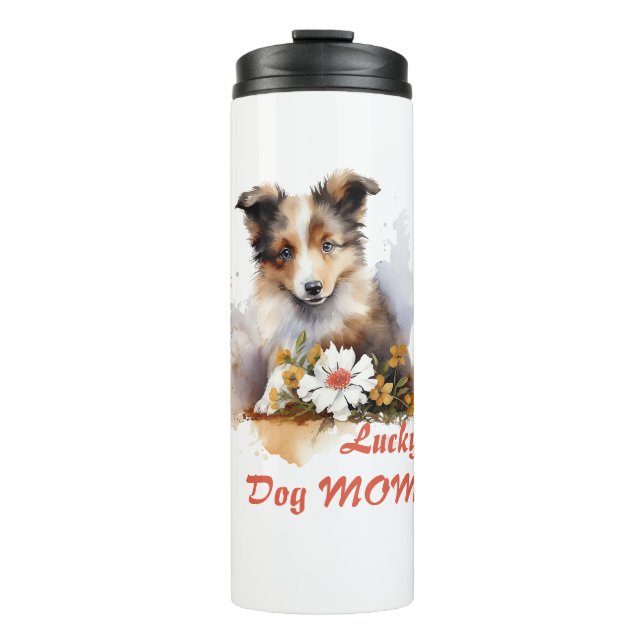 Bouteilles Isothermes Shetland Sheepdog Chiot Pet Aquarelle (Devant)