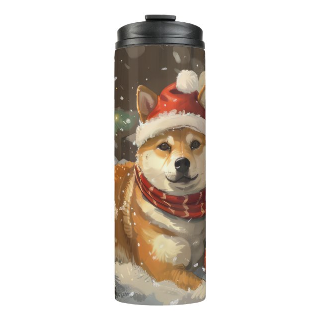Bouteilles Isothermes Shiba Inu Chien Festive de Noël (Devant)