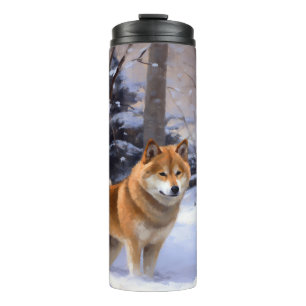Bouteilles Isothermes Shiba Inu Qu'il neige Noël