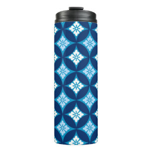 Bouteilles Isothermes Shippo avec Motif Fleur, Indigo Bleu et Blanc