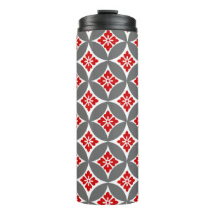 Bouteilles Isothermes Shippo avec Motif Fleur, Rouge, Blanc et Gris