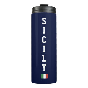 Bouteilles Isothermes Sicile Verticale & Drapeau Italien Navy