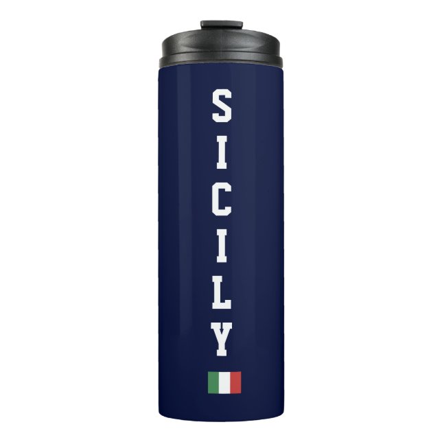 Bouteilles Isothermes Sicile Verticale & Drapeau Italien Navy (Devant)