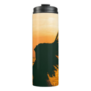 Bouteilles Isothermes Silhouette de fille, coucher du soleil sur la mer,