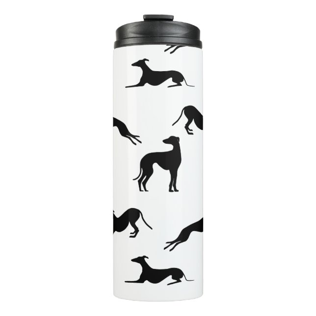 Bouteilles Isothermes Silhouettes Greyt Greyhound - Noir sur Blanc (Devant)