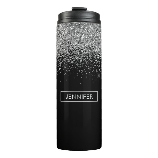 Bouteilles Isothermes Silver Black Parties scintillant Girl Monogramme N (Devant)