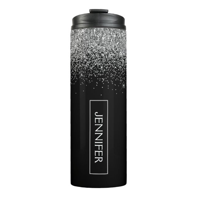 Bouteilles Isothermes Silver Black Parties scintillant Girl Monogramme N (Devant)