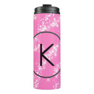 Bouteilles Isothermes simple minimal blanc monogramme paillettes rose hy