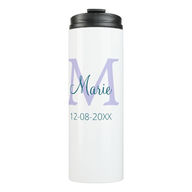 Bouteilles Isothermes simple minimum ajouter nom monogramme violet vert  (Devant)