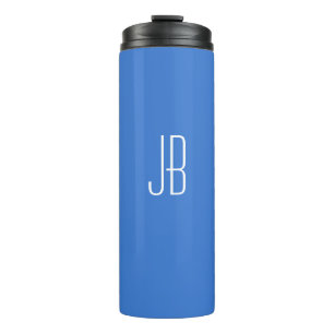 Bouteilles Isothermes Simple monogramme blanc ou nom sur fond bleu