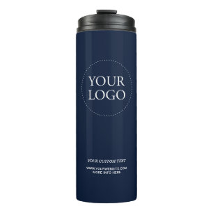 Bouteilles Isothermes Simple Navy Minimal Business Logo Texte Personnali