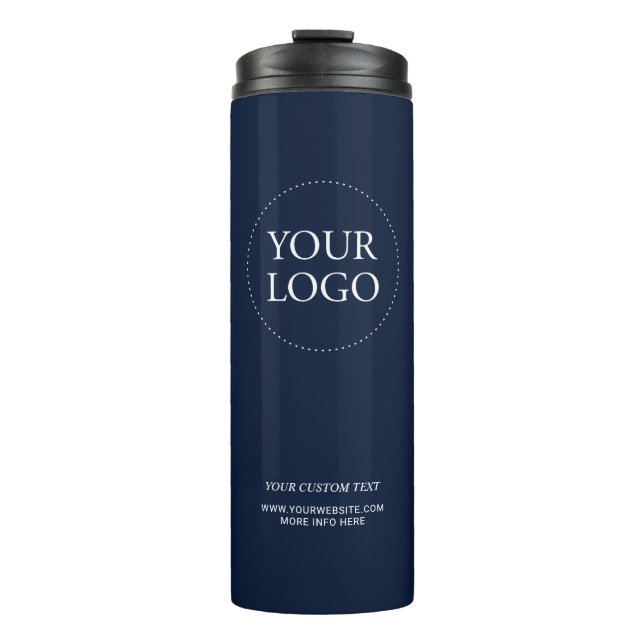 Bouteilles Isothermes Simple Navy Minimal Business Logo Texte Personnali (Devant)