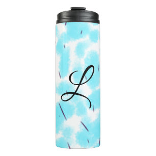 Bouteilles Isothermes Simple sky blue black watercolor add your monogram