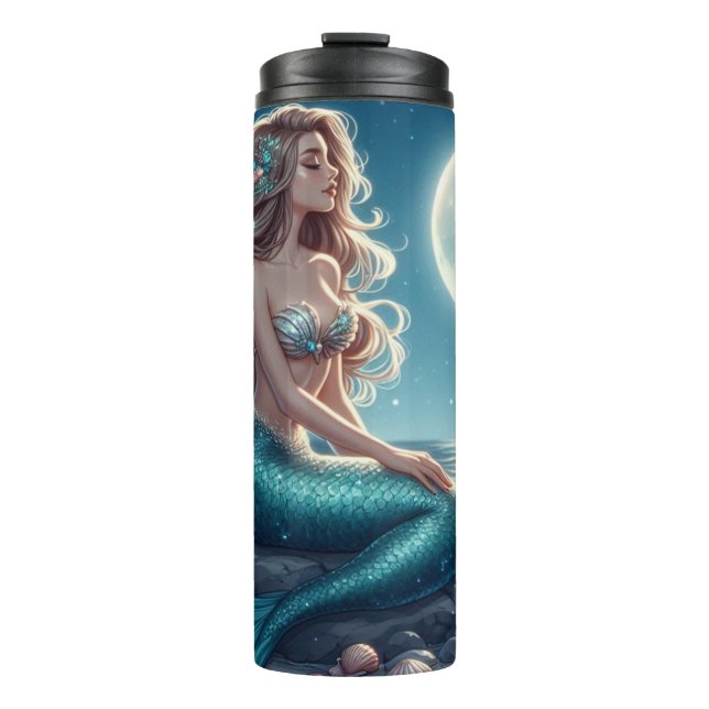 Bouteilles Isothermes Sirène sur la plage la nuit (Devant)