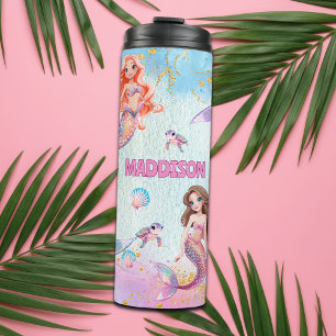 Bouteilles Isothermes Sirènes Paillettes Rose Violet Ajouter Nom