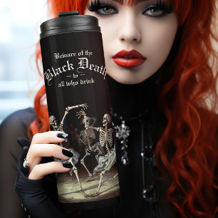 Bouteilles Isothermes Skeletons de danse de la mort noire Halloween