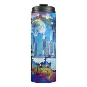 Bouteilles Isothermes SlipperyJoe NYC graffiti lune entourée de tourbill