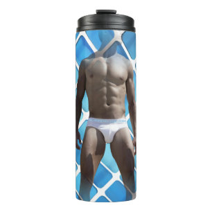 Bouteilles Isothermes SlipperyJoe's homme musclé abdos six-pack blanc so