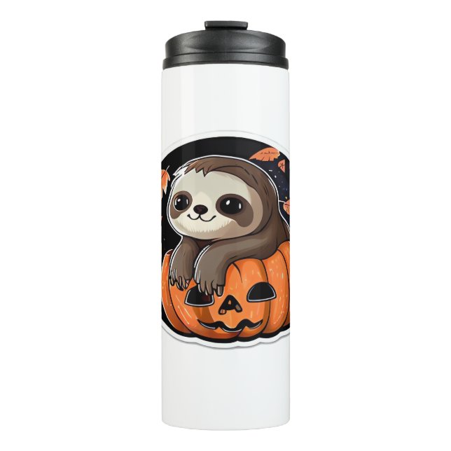Bouteilles Isothermes Sloth citrouille Halloween autocollant Surdimensio (Devant)