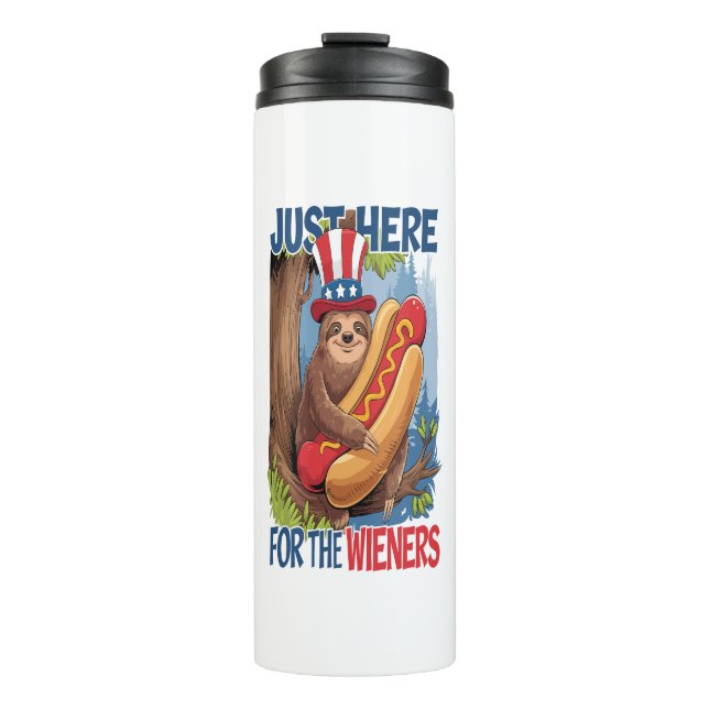 Bouteilles Isothermes Sloth Hot Dog 4 juillet BBQ (Devant)