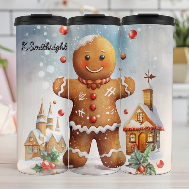 Bouteilles Isothermes Smiling Gingerbread Winter Charm (Créateur téléchargé)