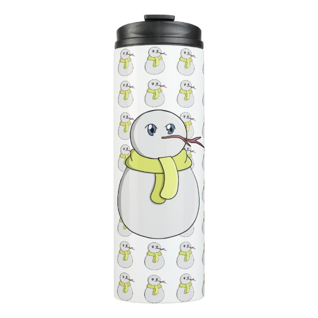 Bouteilles Isothermes Snowman portant une écharpe jaune (Devant)