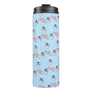 Bouteilles Isothermes Snowman traditionnel avec T Joyeux Noël sur BLUE