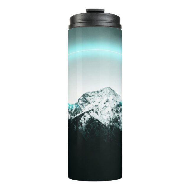 Bouteilles Isothermes Snowy mountain mysterious blue neon light (Devant)