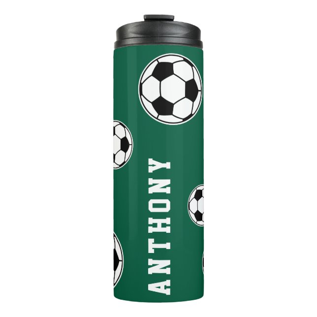 Bouteilles Isothermes Soccer Green Personalised Kids Back to School (Devant)
