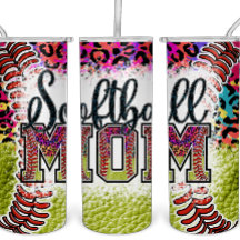 Softball Maman Rainbow Leopard Tumbler Sports MAMA