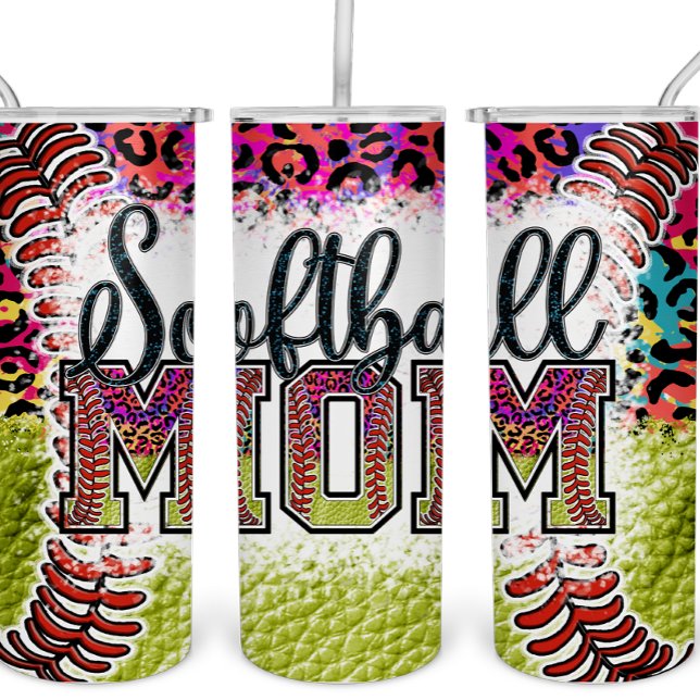 Bouteilles Isothermes Softball Maman Rainbow Leopard Tumbler Sports MAMA (Créateur téléchargé)