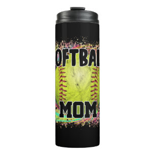 Bouteilles Isothermes Softball Mom Tie Dye Empreinte de léopard Yellow B