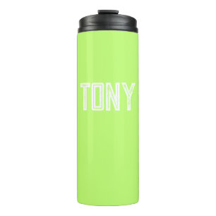 Bouteilles Isothermes Solide Neon Apple Green Nom personnalisé Monogramm