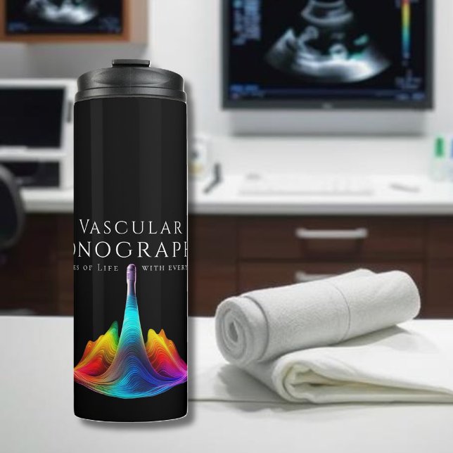 Bouteilles Isothermes Sonographe vasculaire - Ondes Ultrasoniques coloré (Vascular Sonographer-Colorful Ultrasound Waves Thermal Tumbler)