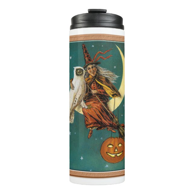 Bouteilles Isothermes Sorcier et hibou nostalgiques joyeux Halloween (Devant)