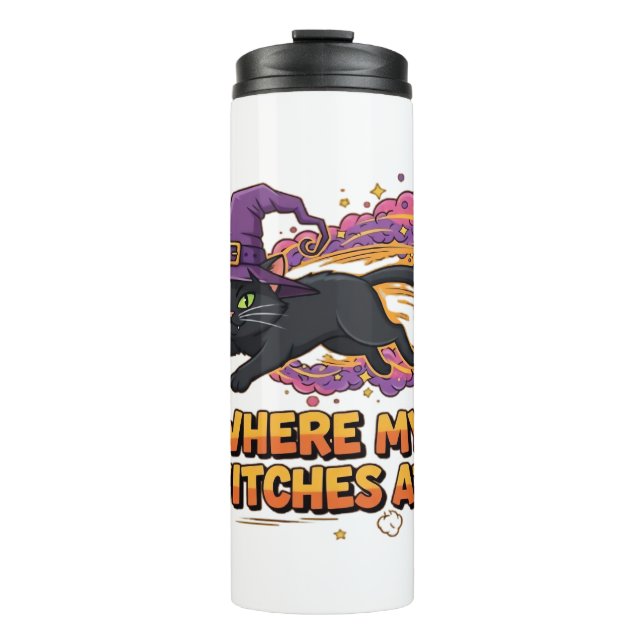 Bouteilles Isothermes sorcière chat noir T-shirt classique (Devant)
