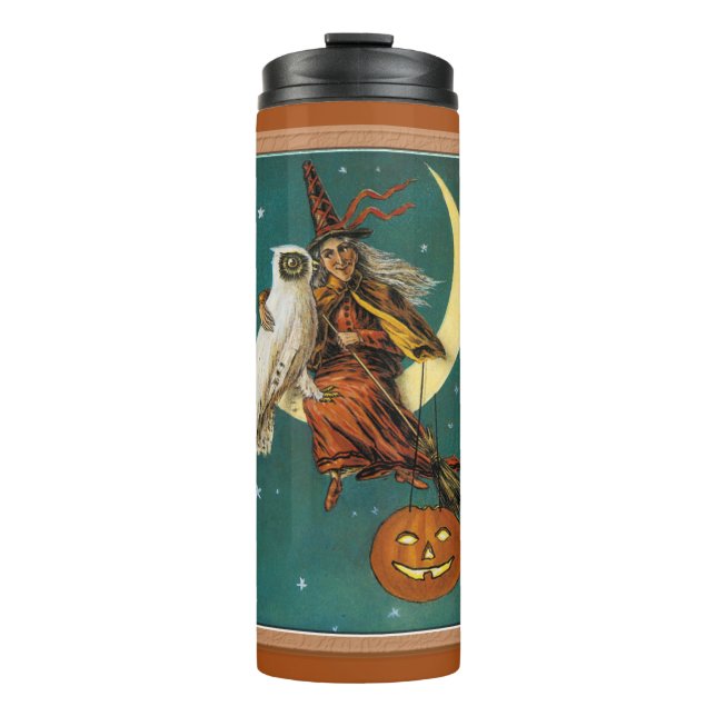 Bouteilles Isothermes  Sorcière et hibou d'Halloween  (Devant)