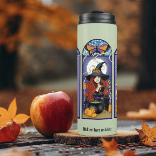 Bouteilles Isothermes Sorcière gothique chat noir hibou Halloween Art no