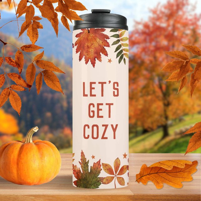 Bouteilles Isothermes "Soyons douillets" Feuilles Automnes ("Let's Get Cozy" Autumn Fall Leaves Thermal Tumbler)