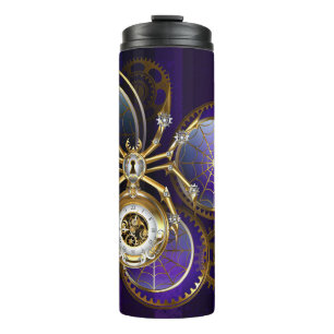 Bouteilles Isothermes Spider Steampunk sur Arrière - plan pourpre