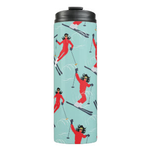 Bouteilles Isothermes Sport d'hiver sans couture motif. Jeune belle femm
