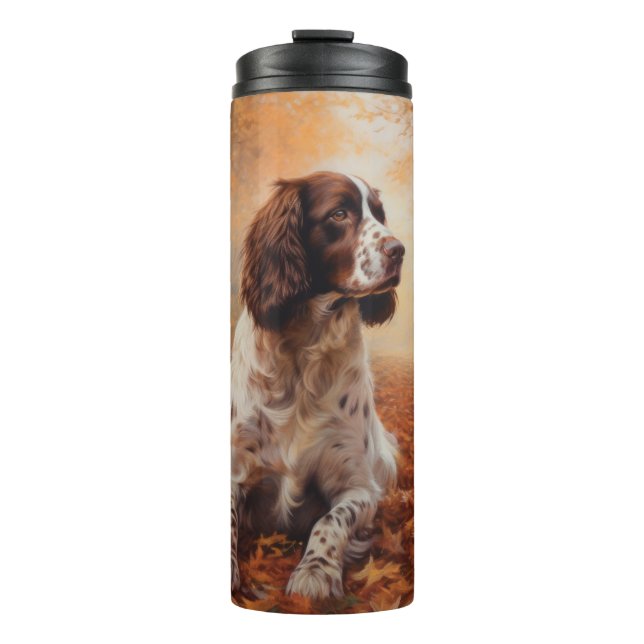 Bouteilles Isothermes Springer Spaniel dans les feuilles d'automne qui t (Devant)