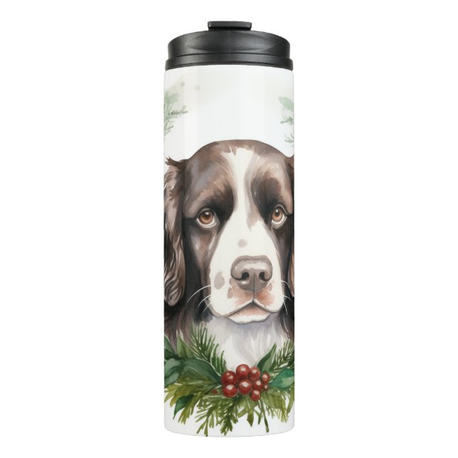 Bouteilles Isothermes Springer spaniel Noël Wreath Festive Pup (Devant)